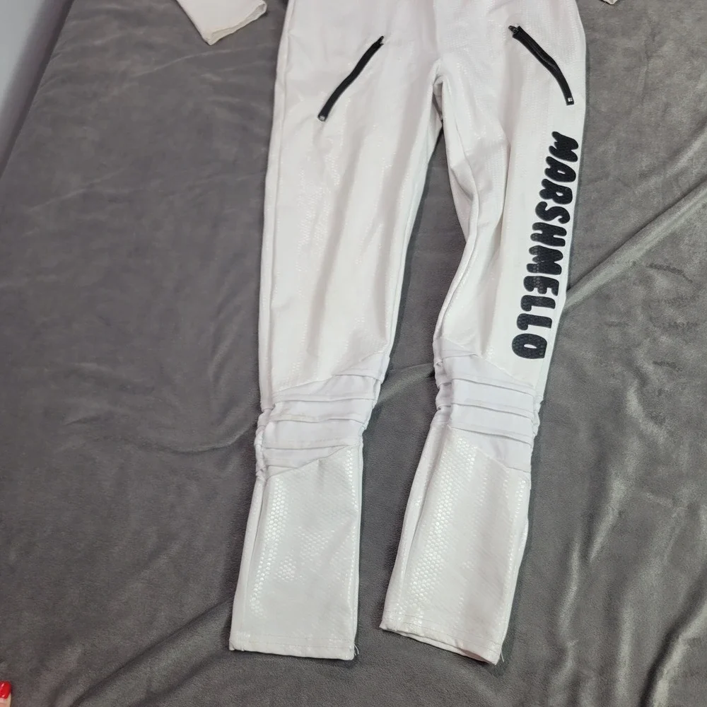 Spirit Halloween Marshmello Jumpsuit Kid Medium White Honeycomb Costume 01505346